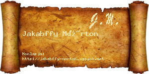 Jakabffy Márton névjegykártya